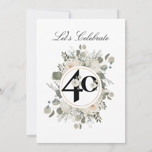 Schönes, pastellfarbenes florales 40. JUBILÄUM Einladung