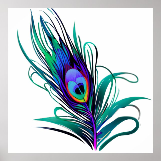 Schönes Peacock Feather Poster (Vorne)