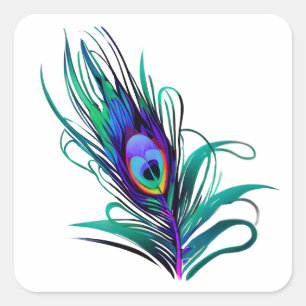 Schönes Peacock Feather Quadratischer Aufkleber