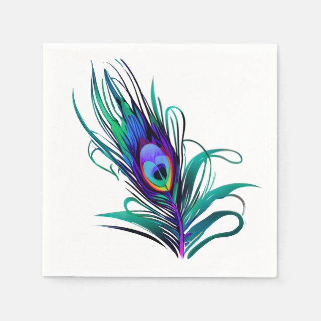 Schönes Peacock Feather Serviette (Vorderseite)