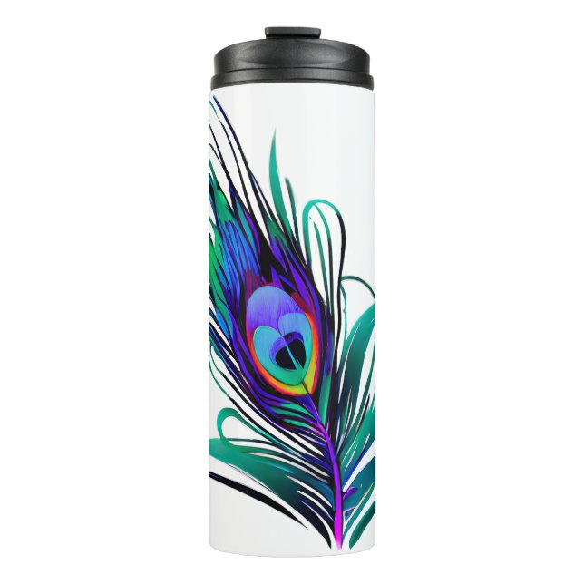 Schönes Peacock Feather Thermosbecher (Vorderseite)