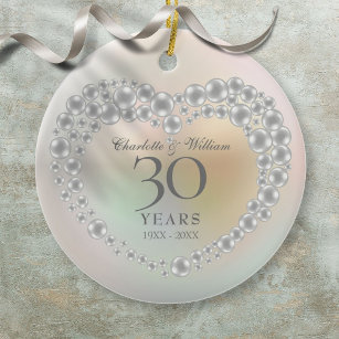 Schönes Pearl 30-jähriges Foto zum Hochzeitstag Keramik Ornament