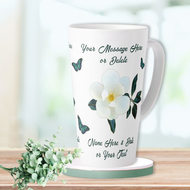 Schönes Personalisiert, Magnolia-Tasse, Schmetterl Milchtasse (Magnolia Coffee Mug. Gifts for Magnolia Lovers. Personalized Latte Mugs for Her. Magnolia Coffee Mug)