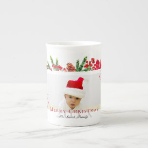 Schönes Personalisiertes Foto für Weihnachtsrahm Prozellantasse