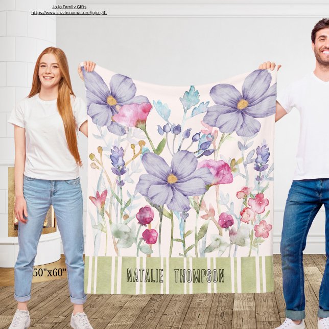 Schönes personalisiertes niedliches lila botanisch fleecedecke (Von Creator hochgeladen)