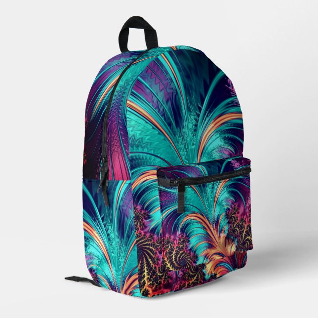 Schönes PfauenFeathers Rucksack (Rückseitige Ecke links)
