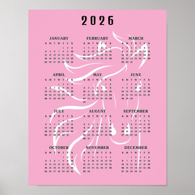 Schönes Pferd-Design 2026 Wandkalender Poster (Vorne)