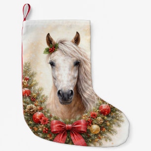 Schönes Pferd im Kranz Girlande Weihnachten Kleiner Weihnachtsstrumpf