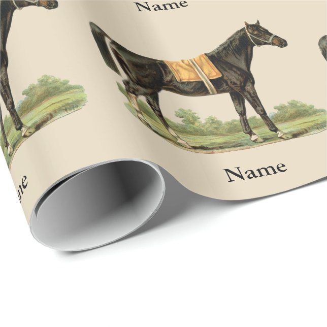 Schönes Pferd Kunstgeschenk Personalisiert Geschenkpapier (Rolleneckpunkt)