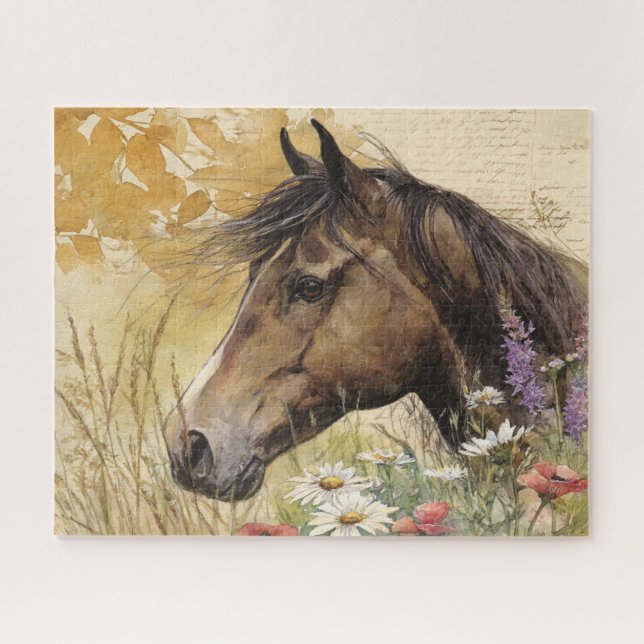 Schönes Pferd mit Blumen (Horizontal)