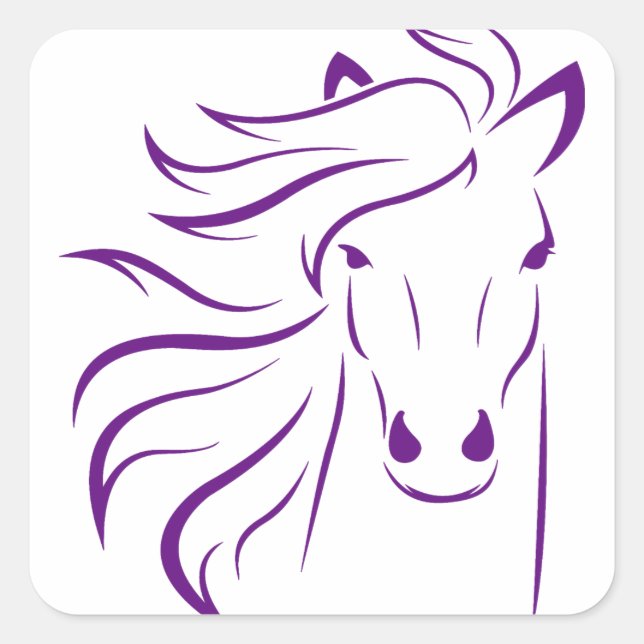 Schönes Pferd mit Glamour Mane Quadratischer Aufkleber (Vorderseite)