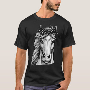 Schönes Pferd mit Niedlichem Polka Dot Bandana - H T-Shirt