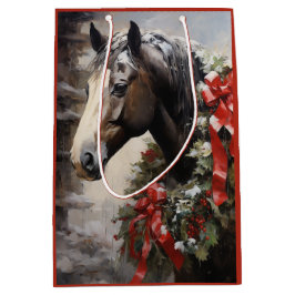 Schönes Pferd mit Winterkraut Weihnachten Mittlere Geschenktüte