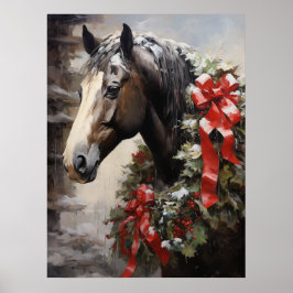Schönes Pferd mit Winterkraut Weihnachten Poster
