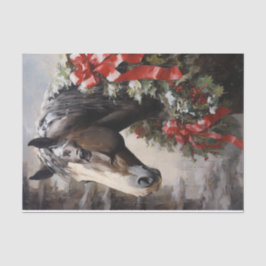 Schönes Pferd mit Winterkraut Weihnachten Seidenpapier