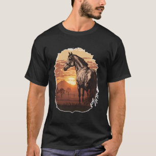 Schönes Pferd Sonnenuntergang auf Vintage-Pferdeli T-Shirt