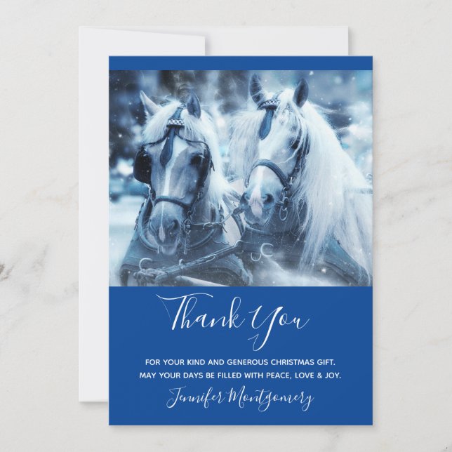 Schönes Pferd Team Winter Foto Vielen Dank Dankeskarte (Vorderseite)