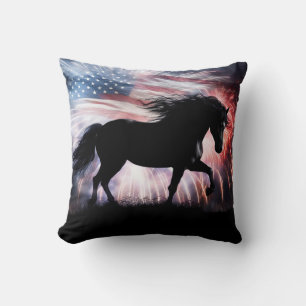 Schönes Pferd und amerikanisches Land Kissen