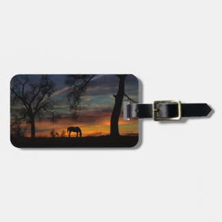 Schönes Pferd und Sonnenuntergang Gepäckmarke Gepäckanhänger