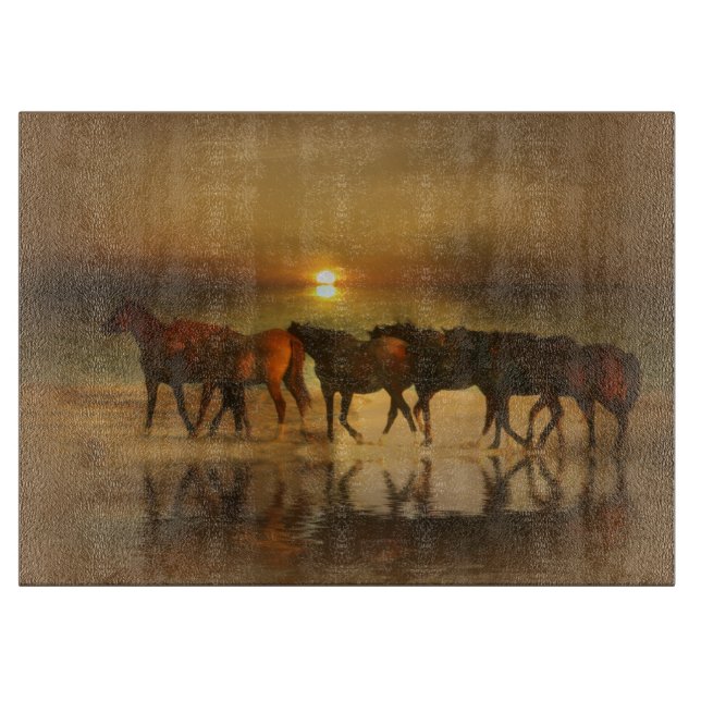 Schönes Pferd- und Strandzuchtbrett Schneidebrett (Vorderseite)