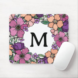 Schönes Pfirsichfarbenes Lila rosafarbenes Monogra Mousepad