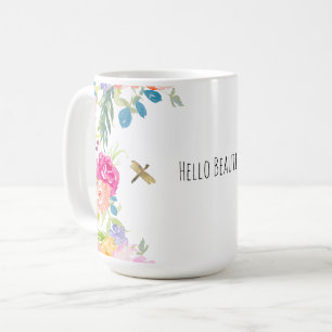 Schönes pfirsichrosa Gelbe Farbe Blüte Kaffeetasse