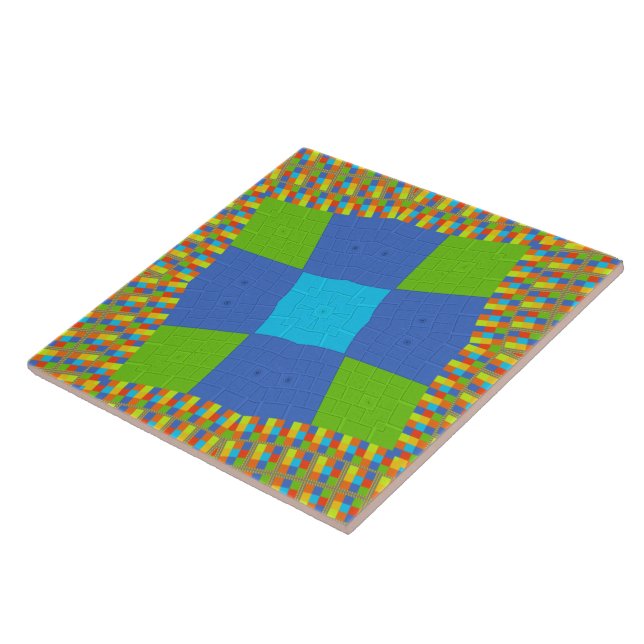 Schönes Phantastisches blaues Cyan Kunstdruckdesig Fliese (Seite)