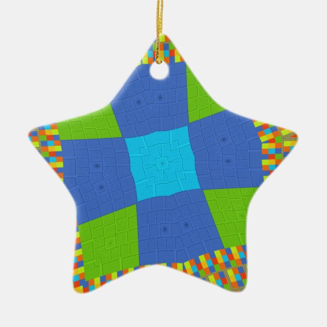 Schönes Phantastisches blaues Cyan Kunstdruckdesig Keramik Ornament (Vorne)