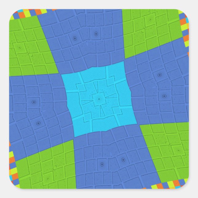 Schönes Phantastisches blaues Cyan Kunstdruckdesig Quadratischer Aufkleber (Vorderseite)