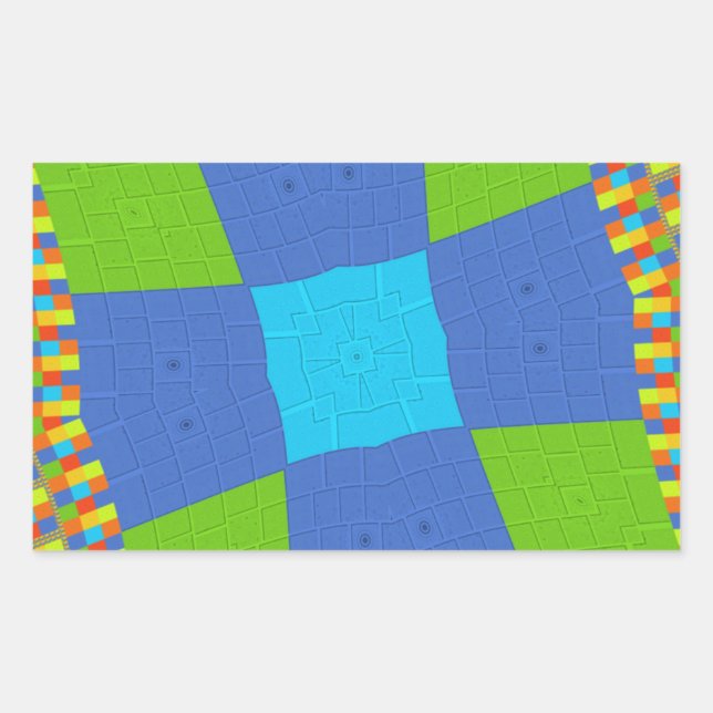 Schönes Phantastisches blaues Cyan Kunstdruckdesig Rechteckiger Aufkleber (Vorderseite)