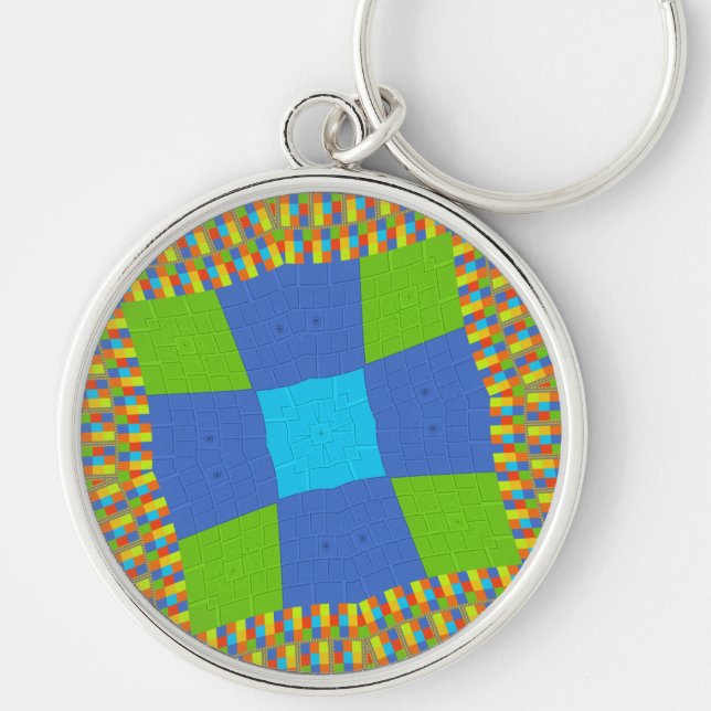 Schönes Phantastisches blaues Cyan Kunstdruckdesig Schlüsselanhänger (Vorne)