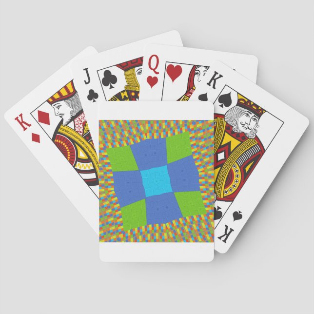 Schönes Phantastisches blaues Cyan Kunstdruckdesig Spielkarten (Rückseite)
