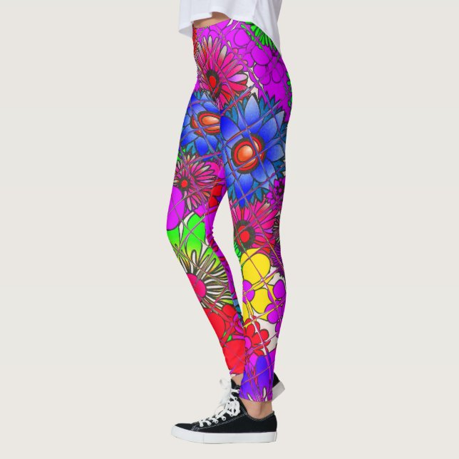 Schönes Phantastisches Blumenmuster Leggings (Links)