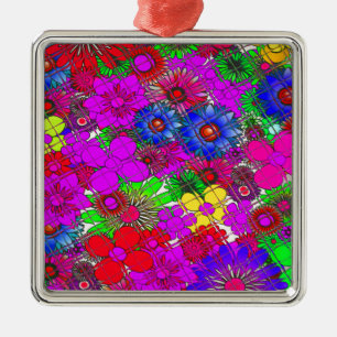 Schönes Phantastisches Blumenmuster Silbernes Ornament