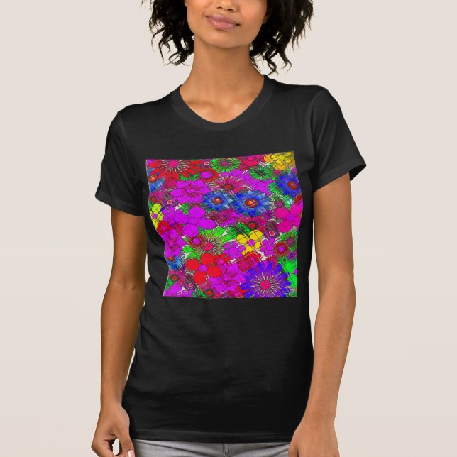 Schönes Phantastisches Blumenmuster T-Shirt (Vorderseite)