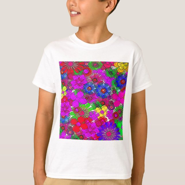 Schönes Phantastisches Blumenmuster T-Shirt (Vorderseite)