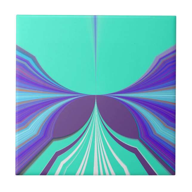 Schönes phantastisches Lila Cyan Motiv Design Fliese (Vorderseite)