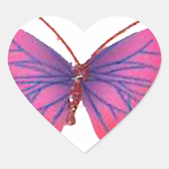Schönes Phantastisches Rosa und lila Schmetterling Herz-Aufkleber (Vorderseite)