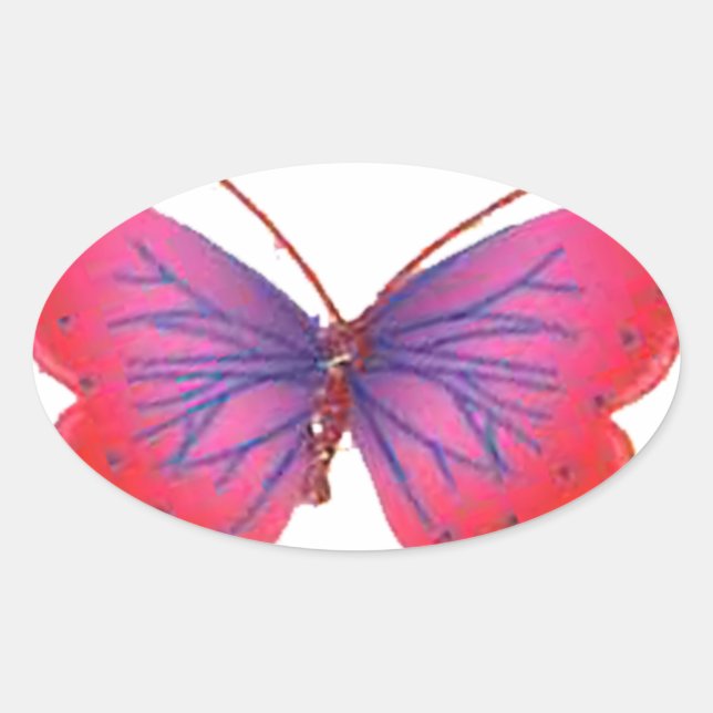 Schönes Phantastisches Rosa und lila Schmetterling Ovaler Aufkleber (Vorderseite)