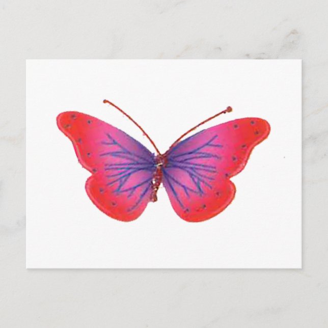 Schönes Phantastisches Rosa und lila Schmetterling Postkarte (Vorderseite)