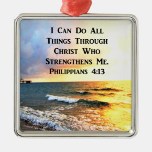 SCHÖNES PHILIPPIANS 4:13 SCRIPTURE-FOTO SILBERNES ORNAMENT