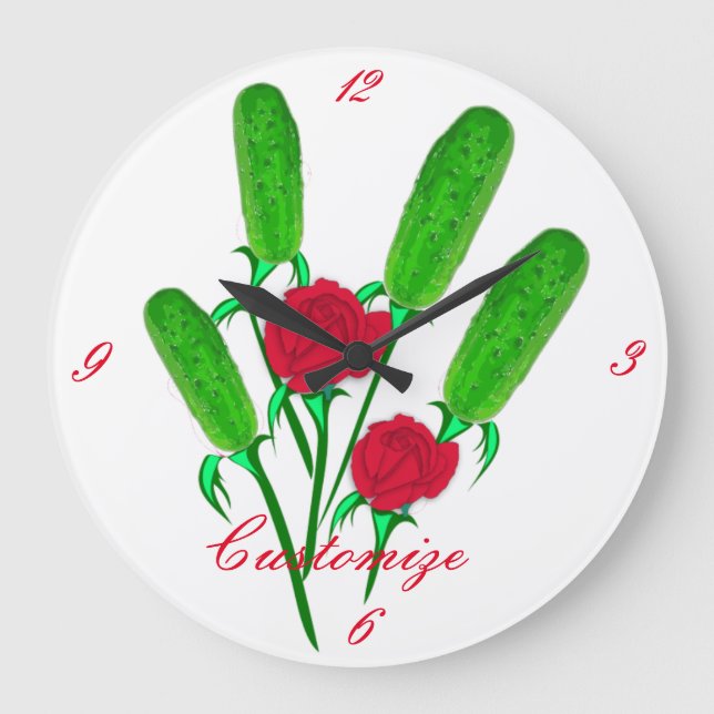 Schönes Pickle Bouquet mit RosesThunder_Cove Große Wanduhr (Vorderseite)