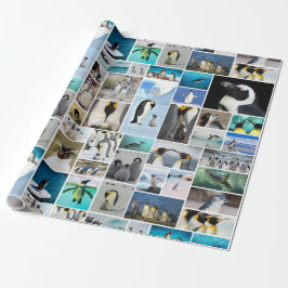 Schönes Pinguin Foto Collage Muster Geschenkpapier