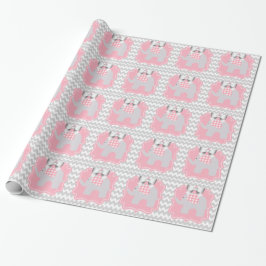 Schönes Pink Baby Dusche Party Custom Elephant Geschenkpapier