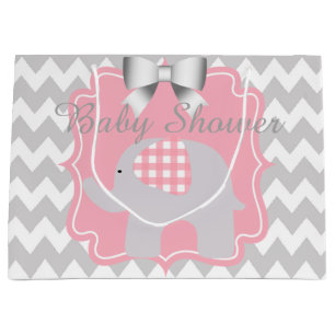 Schönes Pink Baby Dusche Party Custom Elephant Große Geschenktüte