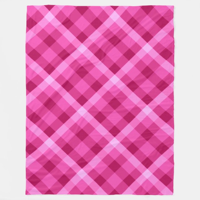 Schönes Pink Magenta Kariert große Fleece Blanka (Vorderseite)