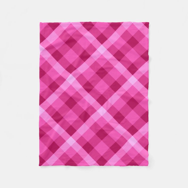 Schönes Pink Magenta Kariertes Fleece Blanka (Vorderseite)