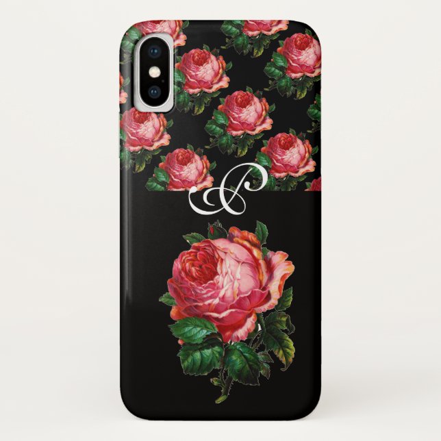 SCHÖNES PINK ROSE MONOGRAMM Case-Mate iPhone HÜLLE (Rückseite)