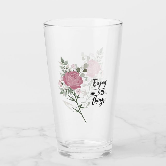 Schönes Pink Stem Rose Wertungsquote Glas (Vorderseite)