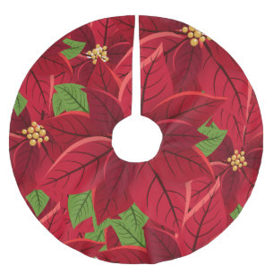 Schönes Poinsettia Tree Skirt Polyester Weihnachtsbaumdecke